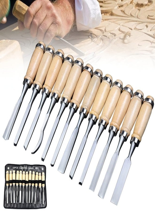 Sunkizzrs® 12Pcs Wood Carving Chisel Set - Chisel Set for Woodworking - Wood Carving Professional Tools Set - Woodworking Tools with Carrying Case - Great for Beginners & Pros - Image 1